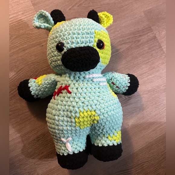 Crochet Zombie Cow Plush - Picture 2 of 3
